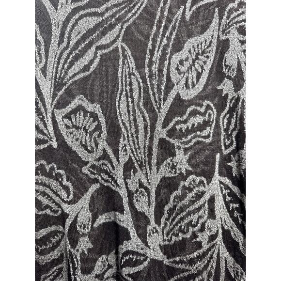 Sigrid Olson Black Silver Print Pullover Blouse Top Boho Hippie Size Medium - Picture 2 of 5